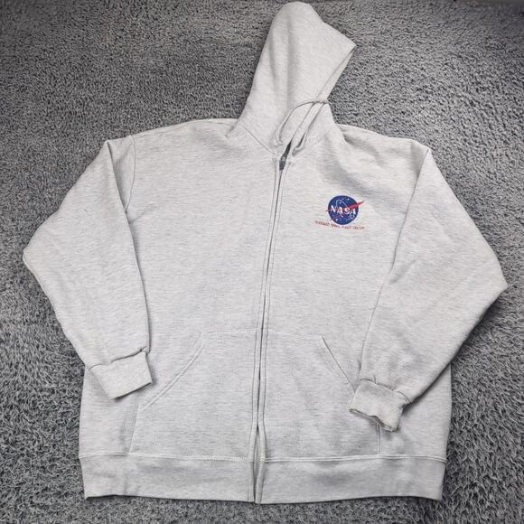 Vintage NASA Sweater Men Extra Large Gray Zip Embroidered Goddard Space Center - Picture 1 of 6